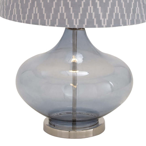 Urban Designs Smoked Blue Glass 27" Table Lamp with Herringbone Shade
