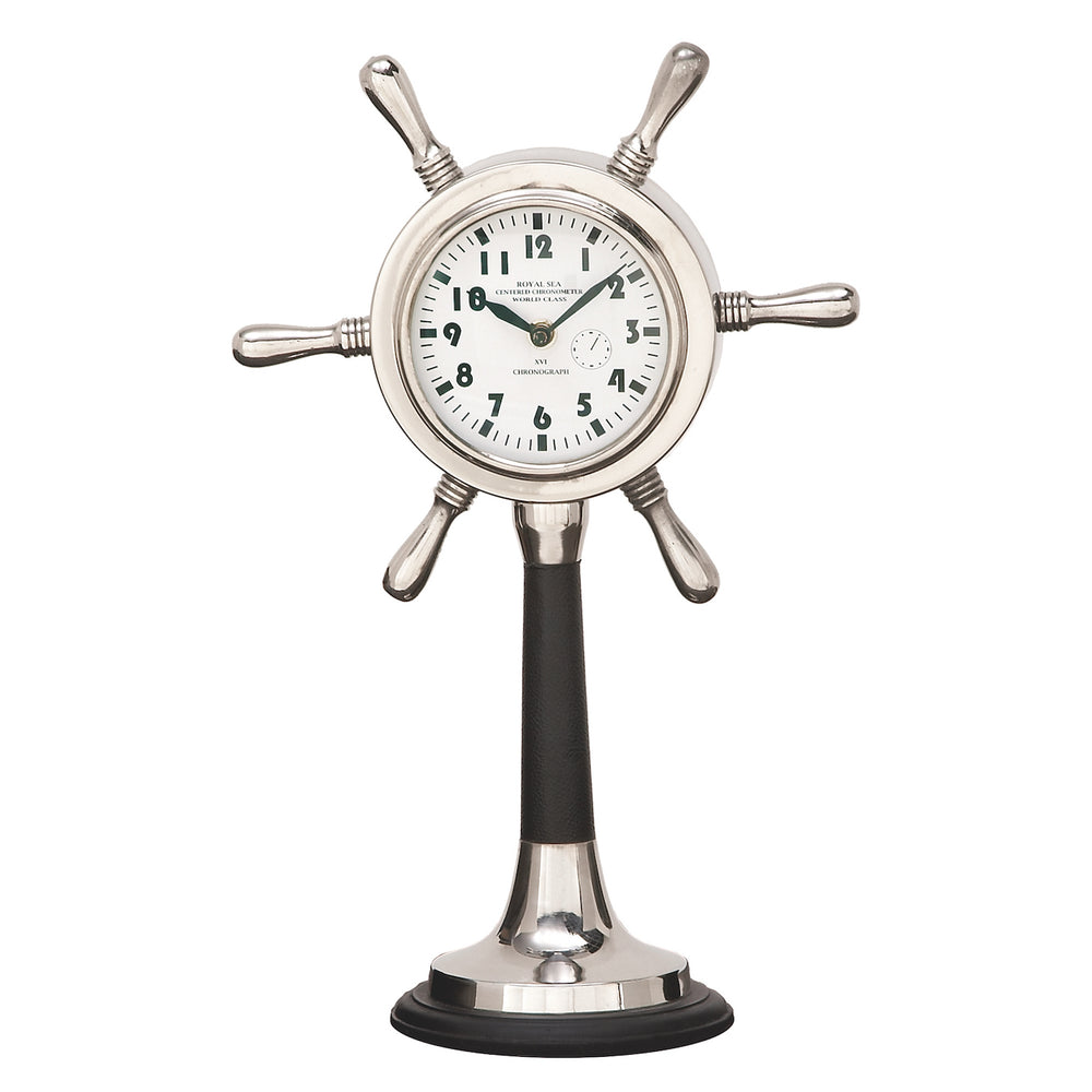 Urban Designs Captain's Log Steering Wheel Aluminum Wooden Tabletop Clock