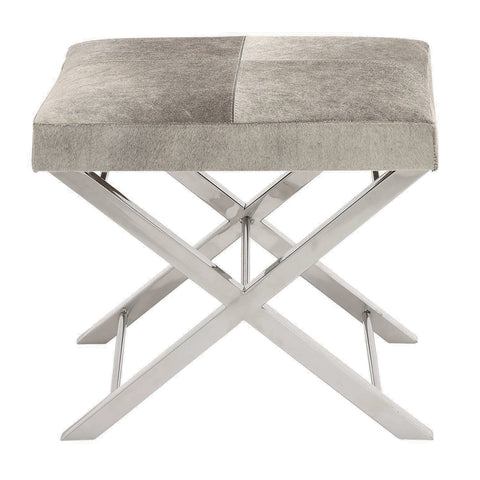 Urban Designs Modern Steel and Cowhide Leather Counter Stool