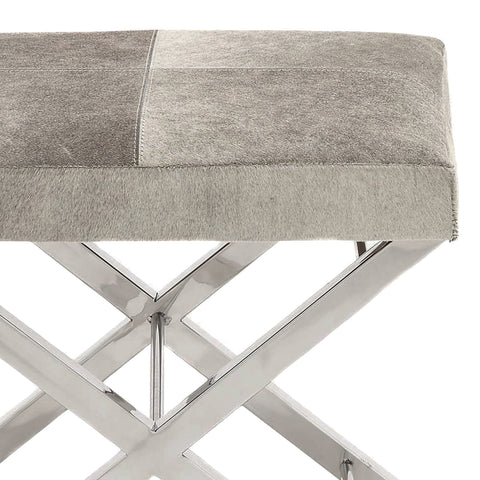 Urban Designs Modern Steel and Cowhide Leather Counter Stool