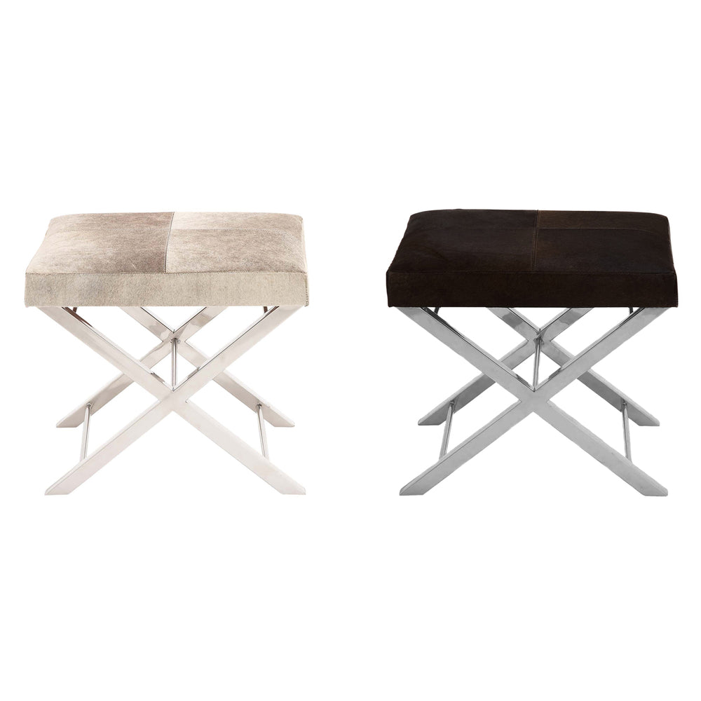 Urban Designs Modern Steel and Cowhide Leather Counter Stool