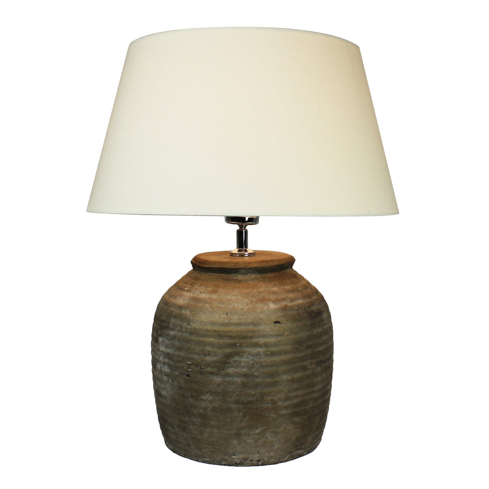 Urban Designs Handcrafted Ceramic Pot Table Lamp in Distressed Bronze