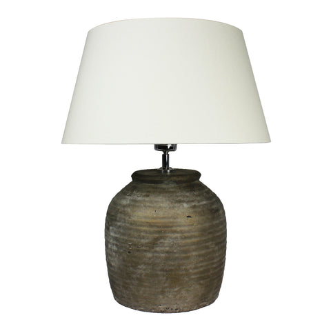 Urban Designs Handcrafted Ceramic Pot Table Lamp in Distressed Bronze