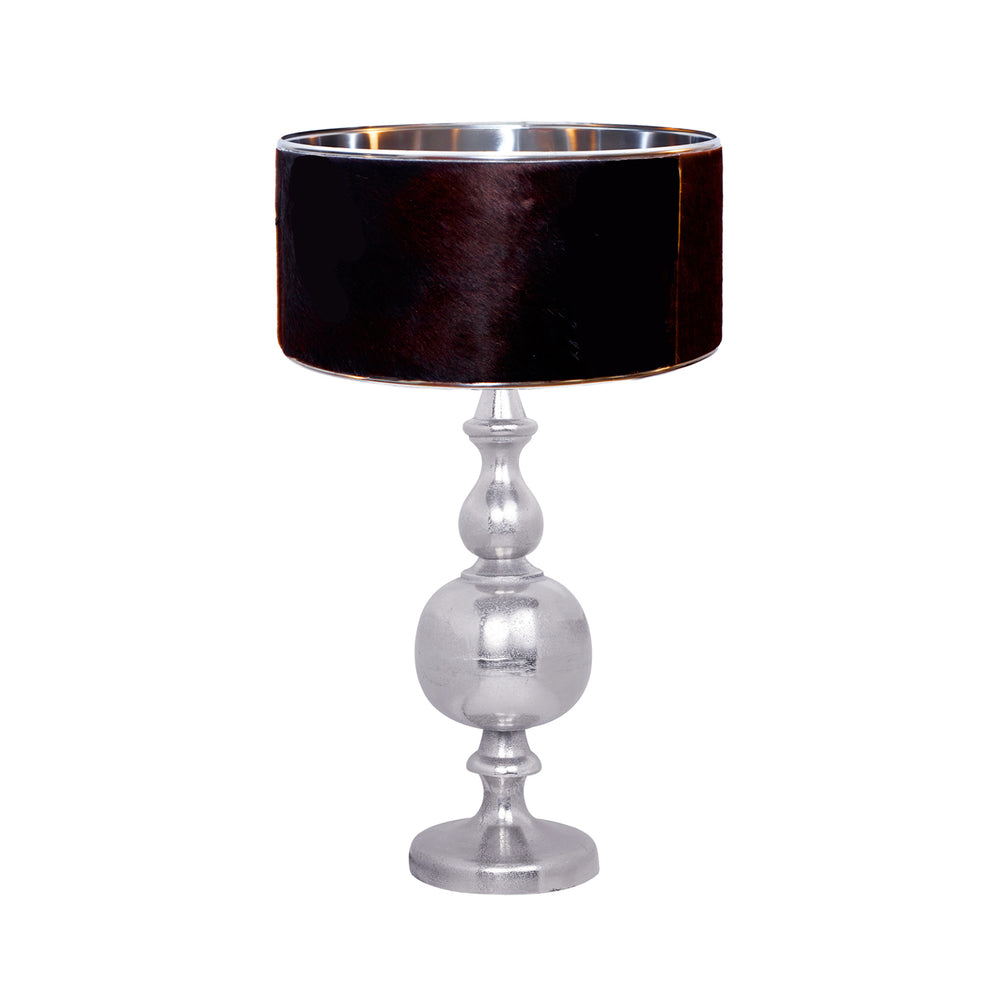 Urban Designs Pyke Nickel  And Natural Cowskin Fur Table Lamp