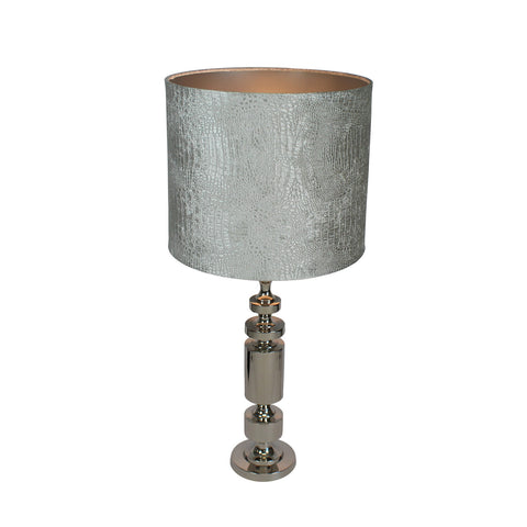 Urban Designs Merlin 31-Inch Cylindrical Tower Nickel Table Lamp