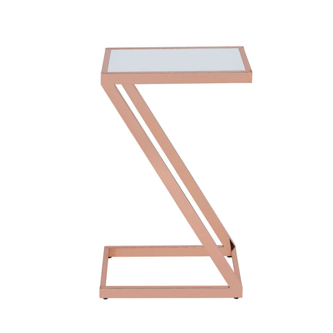 Urban Designs Pierce Accent Side Table - Frosted Glass and Rose Gold