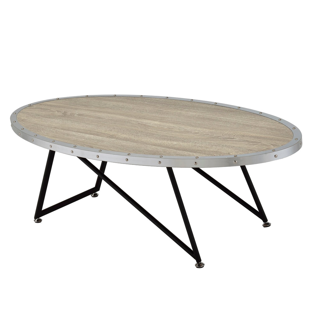 Urban Designs 46" L Weathered Gray Oak Oval Coffee Table