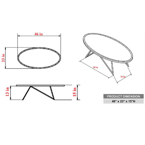 Urban Designs 46" L Weathered Gray Oak Oval Coffee Table