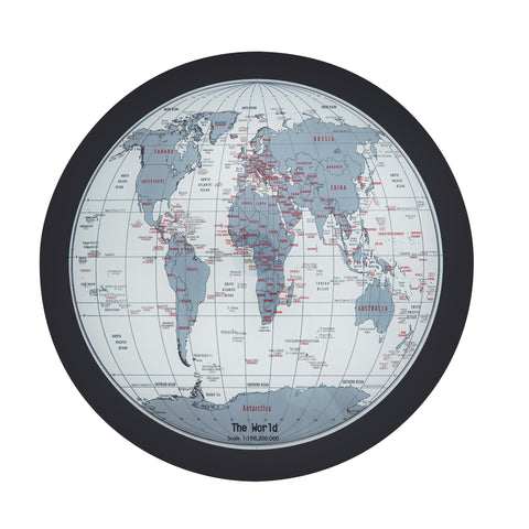 Urban Designs Lisbon Side Table with World Glass Map Top - Black