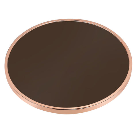 Urban Designs Rose Gold Metal Frame Round Coffee Table - Smoky Glass