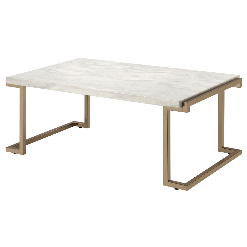 Urban Designs 44" L Faux Marble And Metal Coffee Table