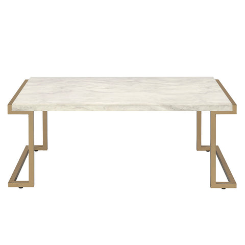 Urban Designs 44" L Faux Marble And Metal Coffee Table