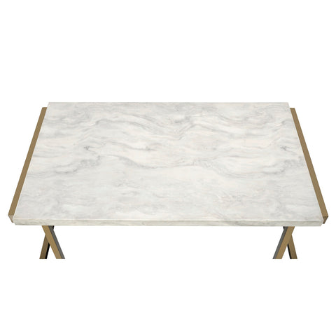 Urban Designs 44" L Faux Marble And Metal Coffee Table
