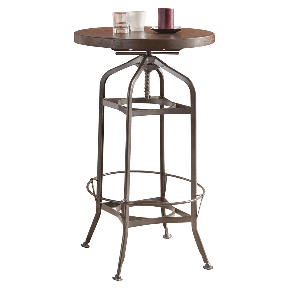 Urban Designs Adjustable Height Metal And Wood Bar Table