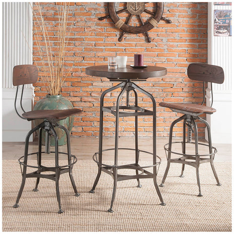 Urban Designs Adjustable Height Metal And Wood Bar Table