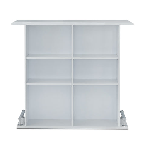 Urban Designs High Gloss White Bar Table With Back Open Storage