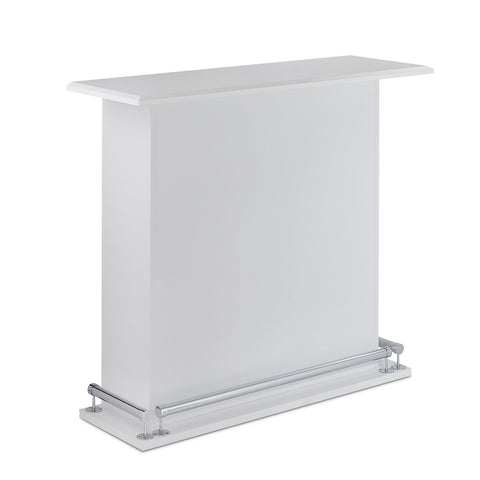 Urban Designs High Gloss White Bar Table With Back Open Storage
