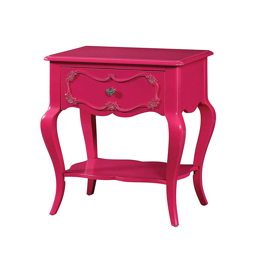 Urban Designs Rose Scalloped Apron Nightstand - Magenta