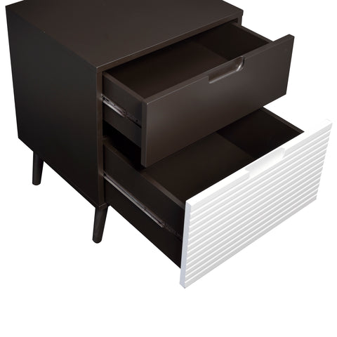 Urban Designs Two-Tone 2-Drawer Nightstand - Espresso & White