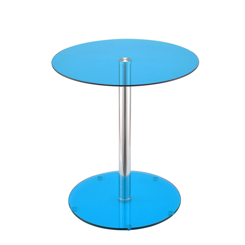 Urban Designs Samantha Chrome Accent Side Table - Blue Glass