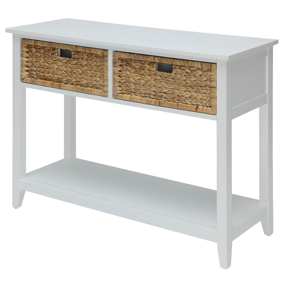 Urban Designs Console Table With Two Basket-like Front Drawers - White