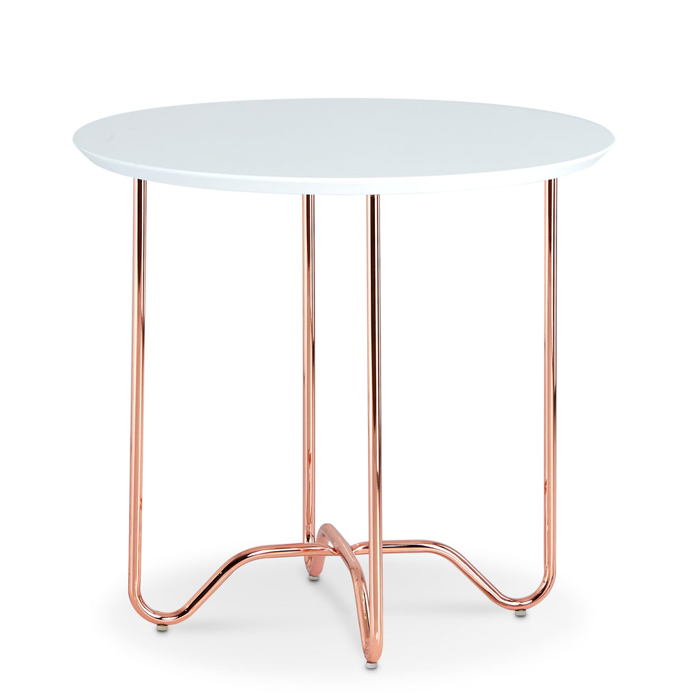 Urban Designs Movila End Table - White with Rose Gold