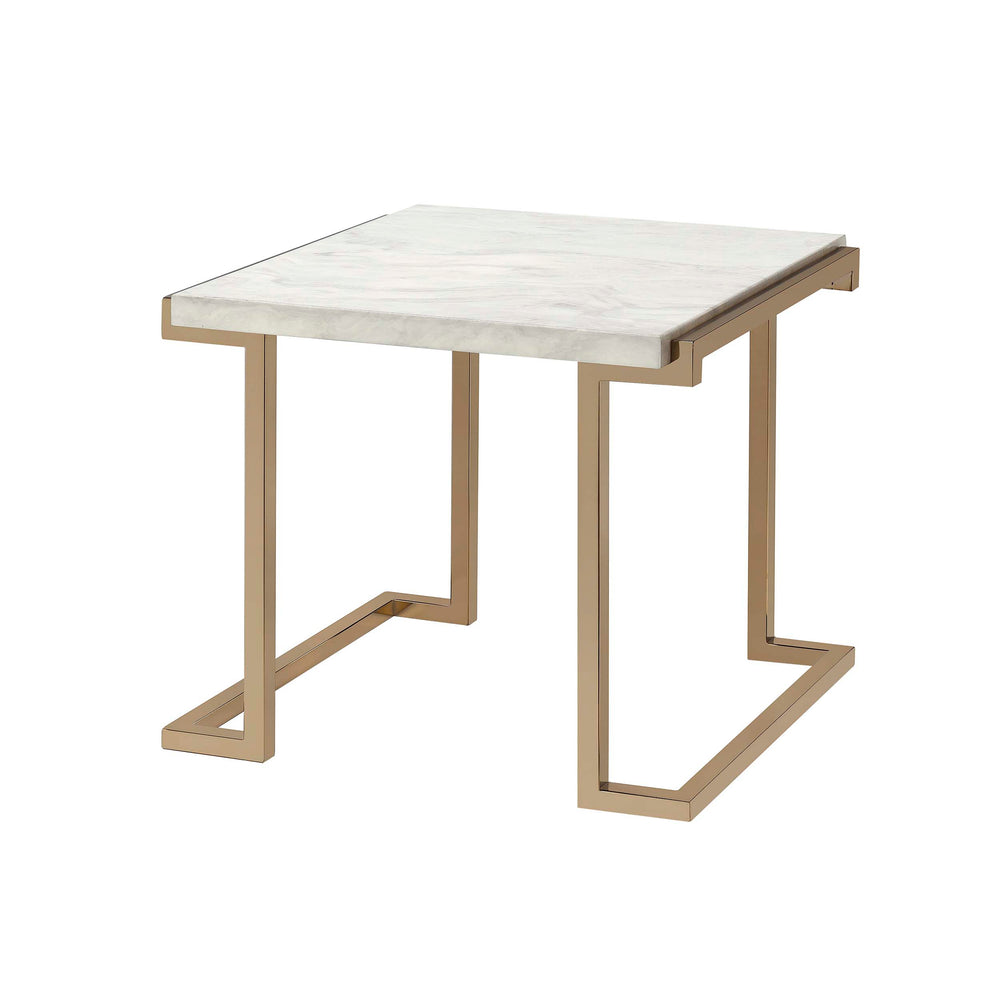 Urban Designs Conella End Table with Faux Marble Top