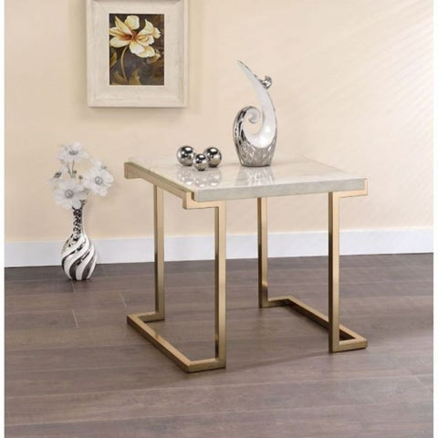 Urban Designs Conella End Table with Faux Marble Top