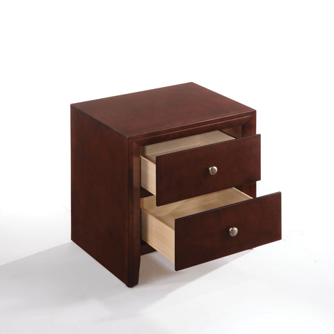 Urban Designs 24-Inch 2-Drawer Wooden Nightstand - Brown Cherry