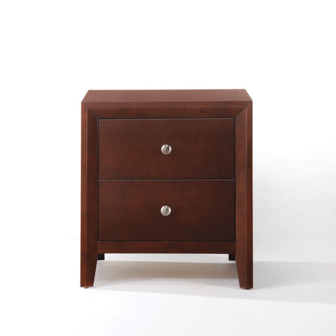Urban Designs 24-Inch 2-Drawer Wooden Nightstand - Brown Cherry