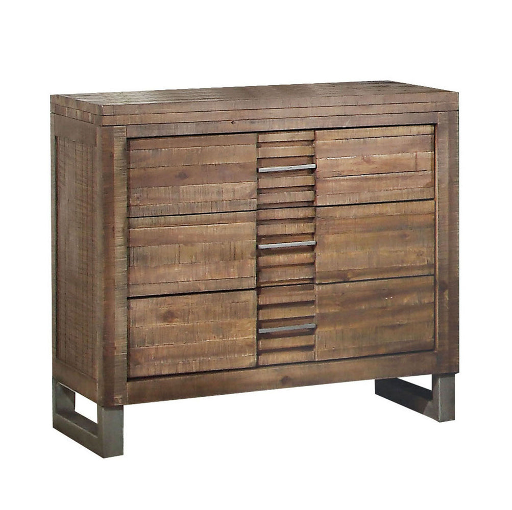 Urban Designs Reclaimed Oak Wood 3-Drawer Nightstand