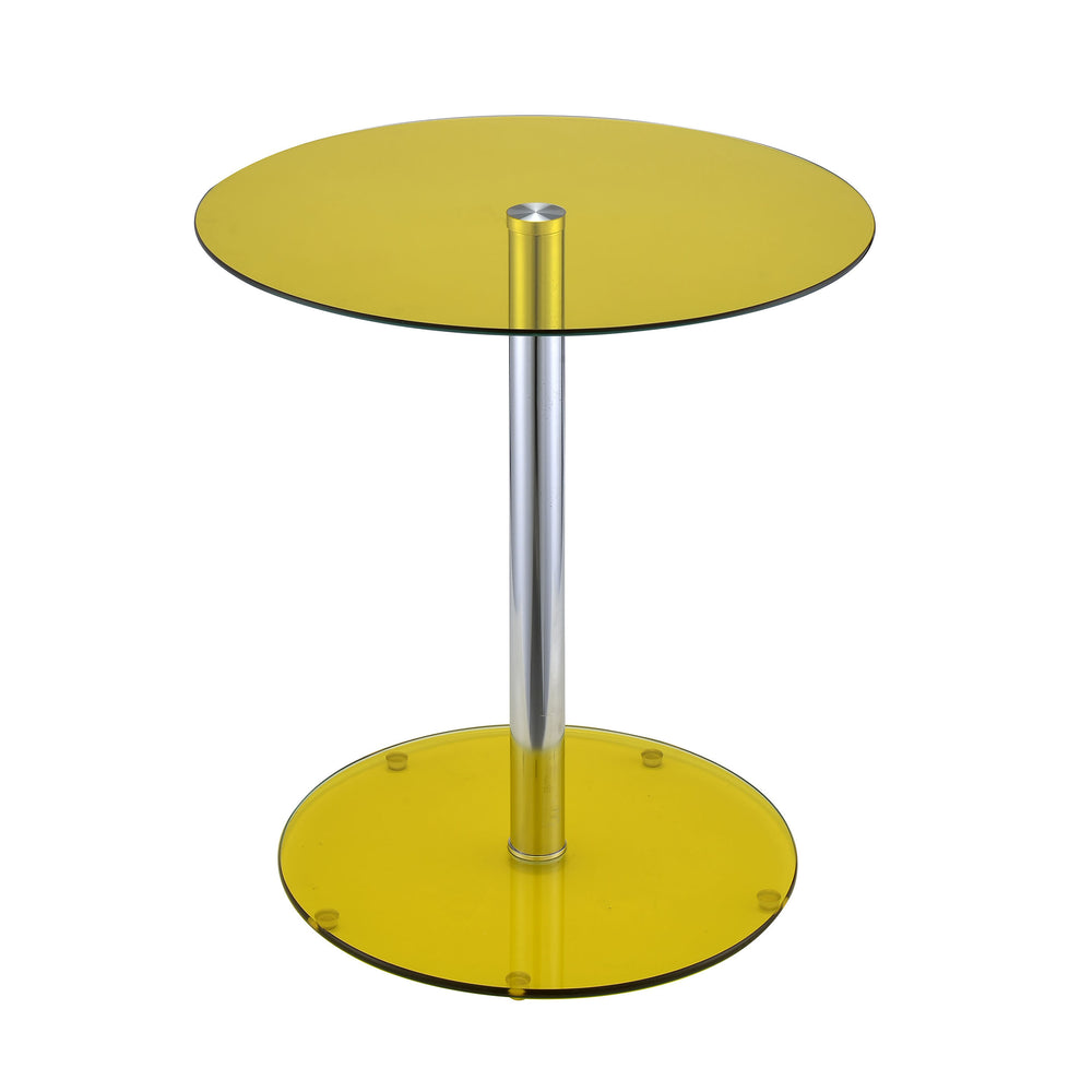 Urban Designs Samantha Chrome Accent Side Table - Yellow Glass