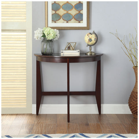 Urban Designs Half Moon Console Table With Glass Top - Espresso