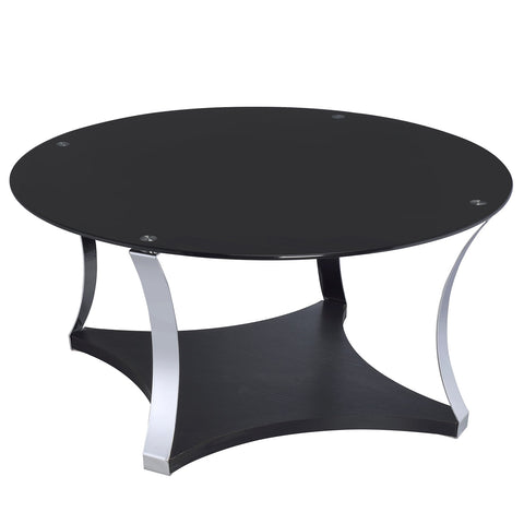 Urban Designs Black Diamond Metal And Glass Round Coffee Table