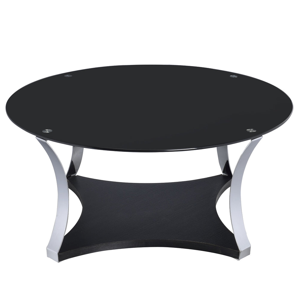 Urban Designs Black Diamond Metal And Glass Round Coffee Table
