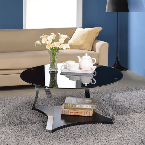 Urban Designs Black Diamond Metal And Glass Round Coffee Table
