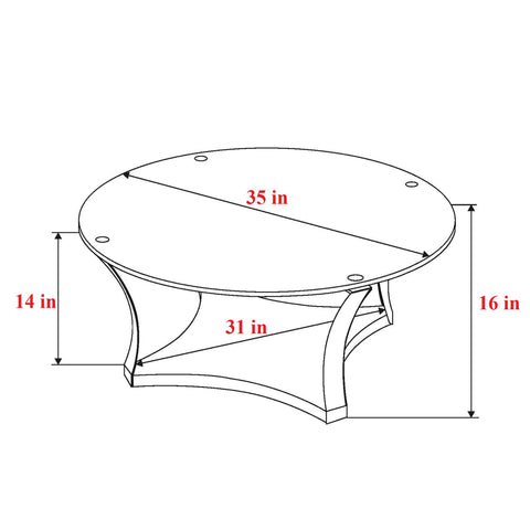 Urban Designs Black Diamond Metal And Glass Round Coffee Table