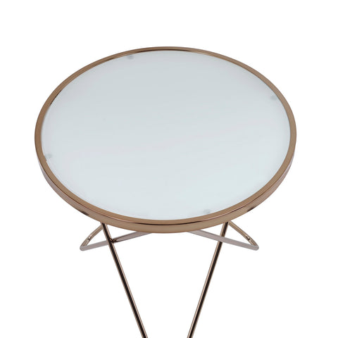 Urban Designs V Metal Frame Round Coffee Table - White Frosted Glass