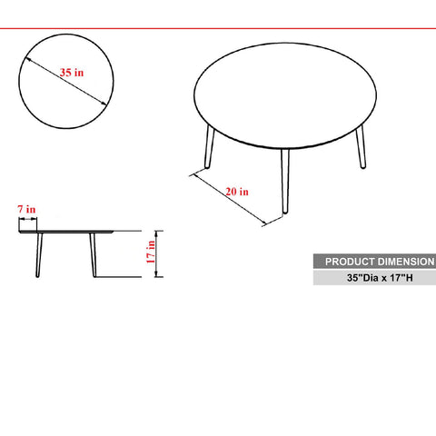 Urban Designs Felicity Round Coffee Table - Walnut