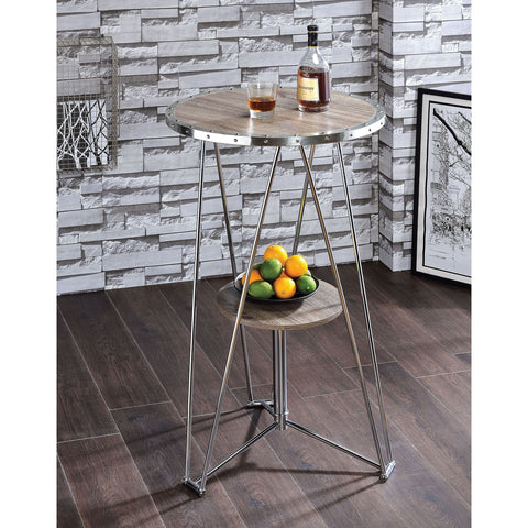 Urban Designs 41" H Oak And Chrome Finish Bar Table