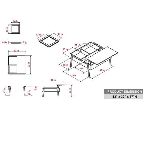 Urban Designs Lift Top Coffee Table With Tray