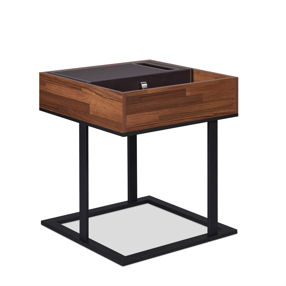 Urban Designs Miller Wooden Storage Accent Side Table - Walnut Brown