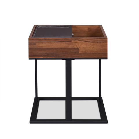 Urban Designs Miller Wooden Storage Accent Side Table - Walnut Brown