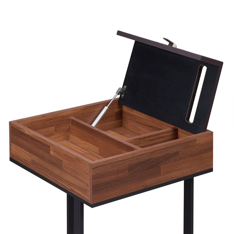 Urban Designs Miller Wooden Storage Accent Side Table - Walnut Brown