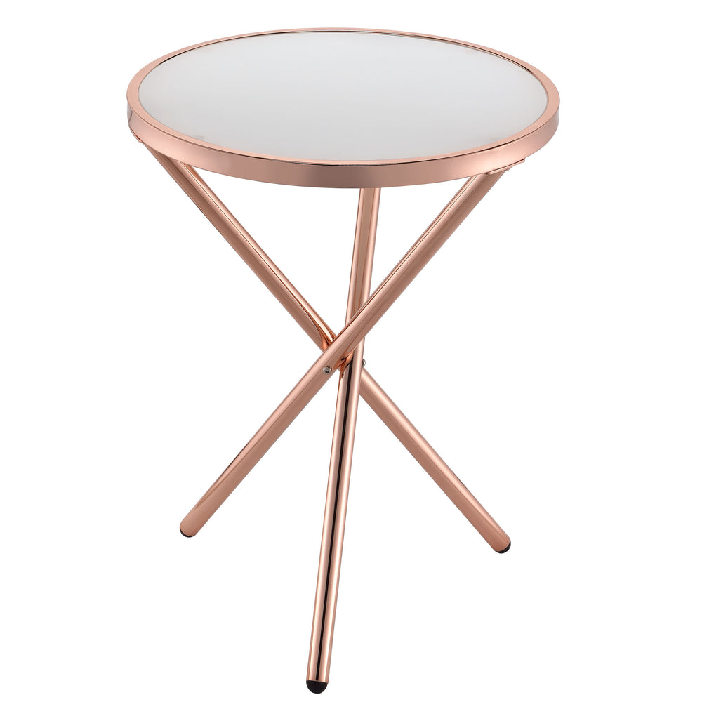 Urban Designs Halo Accent Side Table - Frosted Glass and Rose Gold