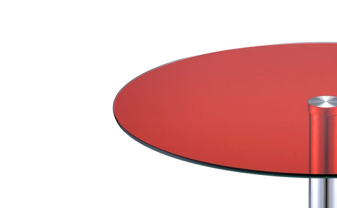 Urban Designs Samantha Chrome Accent Side Table - Red Glass