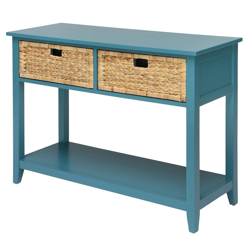 Urban Designs Console Table With Two Basket-like Front Drawers - Teal