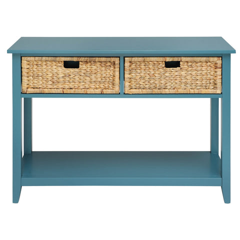 Urban Designs Console Table With Two Basket-like Front Drawers - Teal