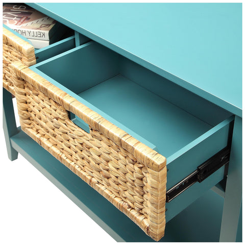 Urban Designs Console Table With Two Basket-like Front Drawers - Teal