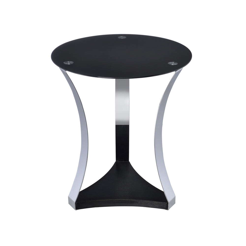 Urban Designs Chela End Table - Black Glass with Chrome